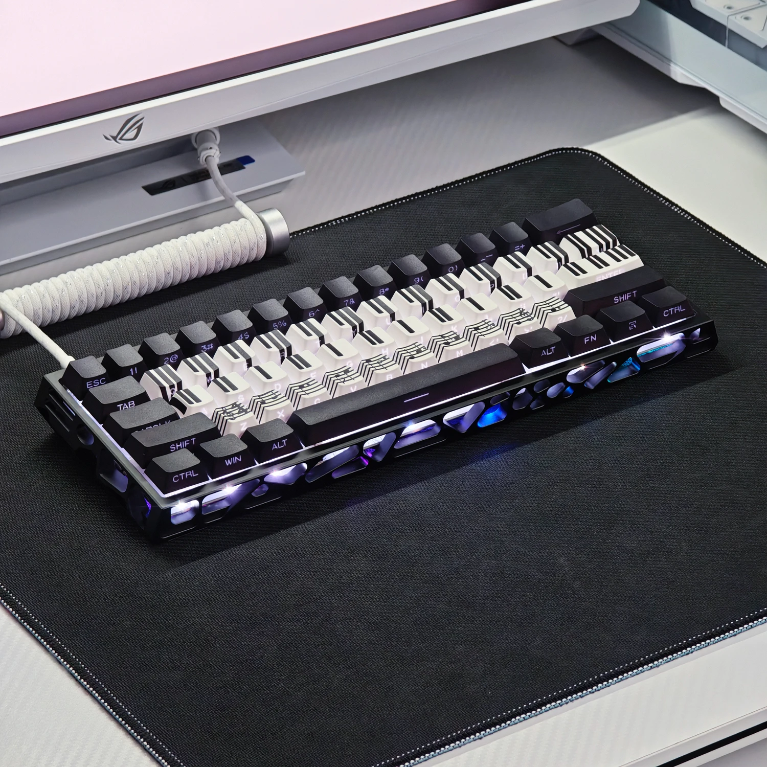 98 Keys Sky City Keycap Side Engraved Light-transmitting Wooting Keycap Ace60 Original Height 65 68 75 87