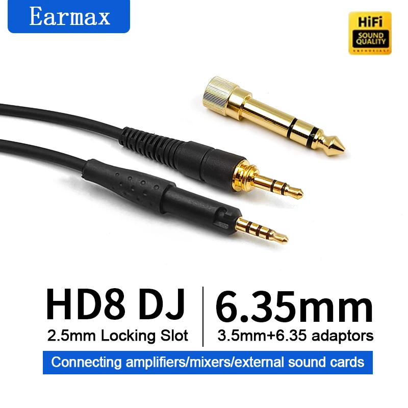 Spring Cable Replaceable 6.35/3.5mm to 2.5mm For  HD8 HD7 HD6 HD598 HD595 HD579 HD598SE HD569 HD518 Headphone Upgraded Cable