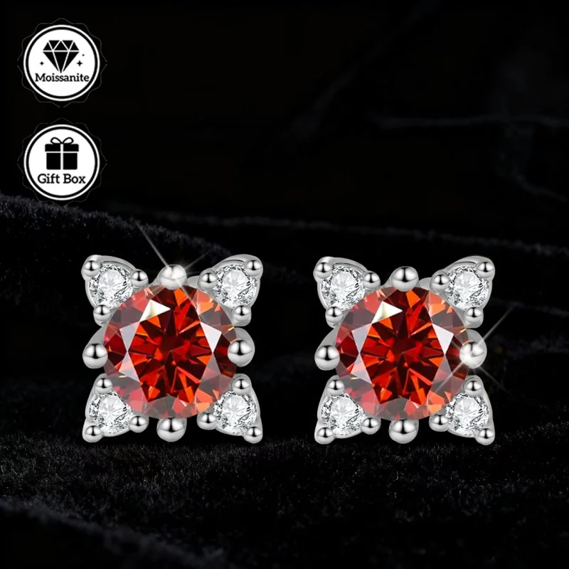 LAMVOICE مجوهرات للنساء/أقراط مرصعة مع 1 قيراط مويسانيتي هيبوالرجينيك أقراط هدية الكريسماس مجوهرات عالية الجودة