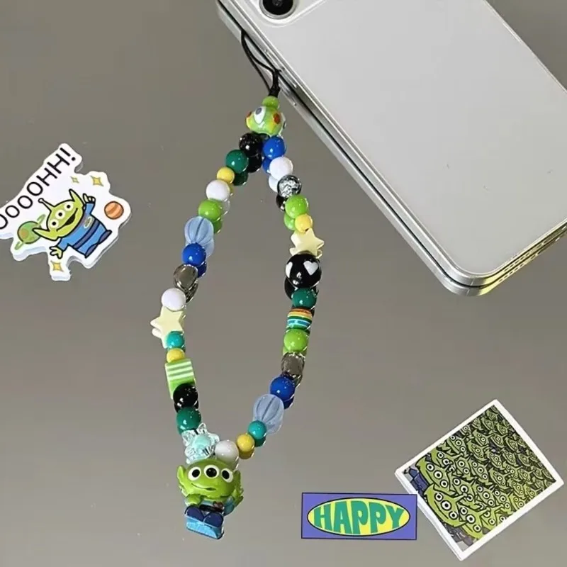Bonito disney toy story série alienígena novo padrão criativo dos desenhos animados corrente do telefone móvel moda pingente decorativo para homem e mulher
