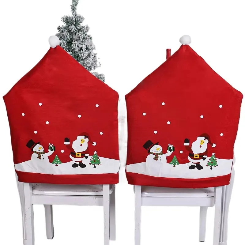 2407 ganglian printed non-woven Christmas chair set stool back holiday big hat wholesale