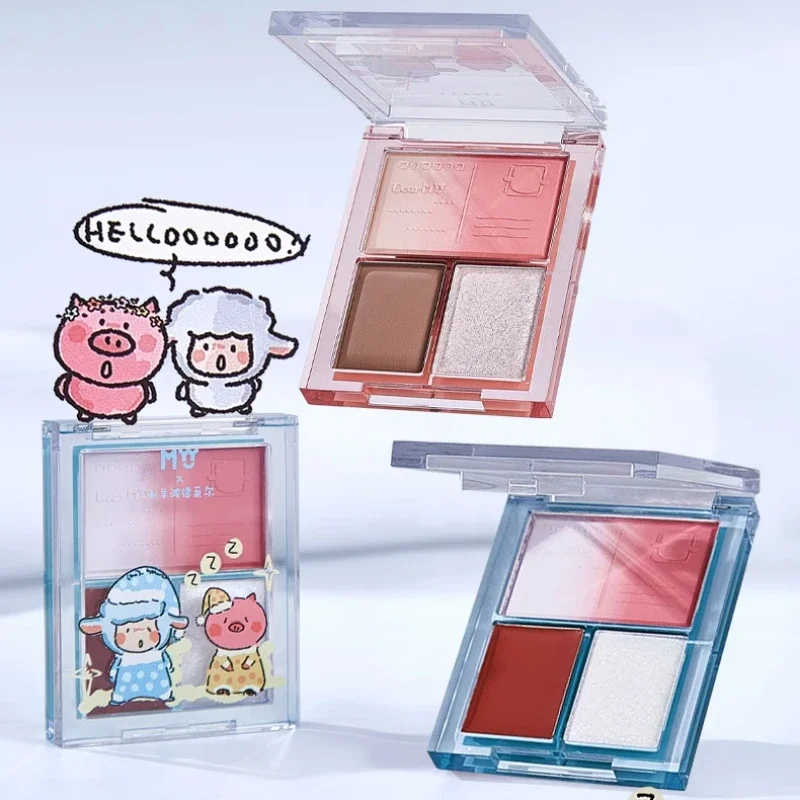 Multi Use Matte Pearlescent Integrated Palette Blush Eyeshadow Highlight Contouring Face Cheek แต่งหน้าน่ารัก