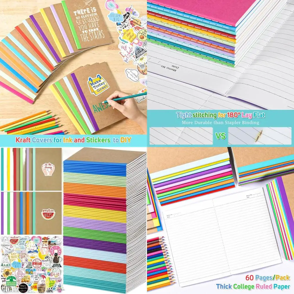 

Набор из 96 тетрадей формата А5 в линейку с 96 мотивационными наклейками, 60-страничные студенческие блокноты для записей и подарков