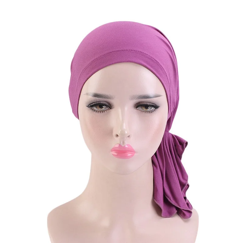 Elastic Modal Cotton Stretch Bandana Hat Women Chemo Hair Cover Women Muslim Ramadan Turban Hijab Bonnets