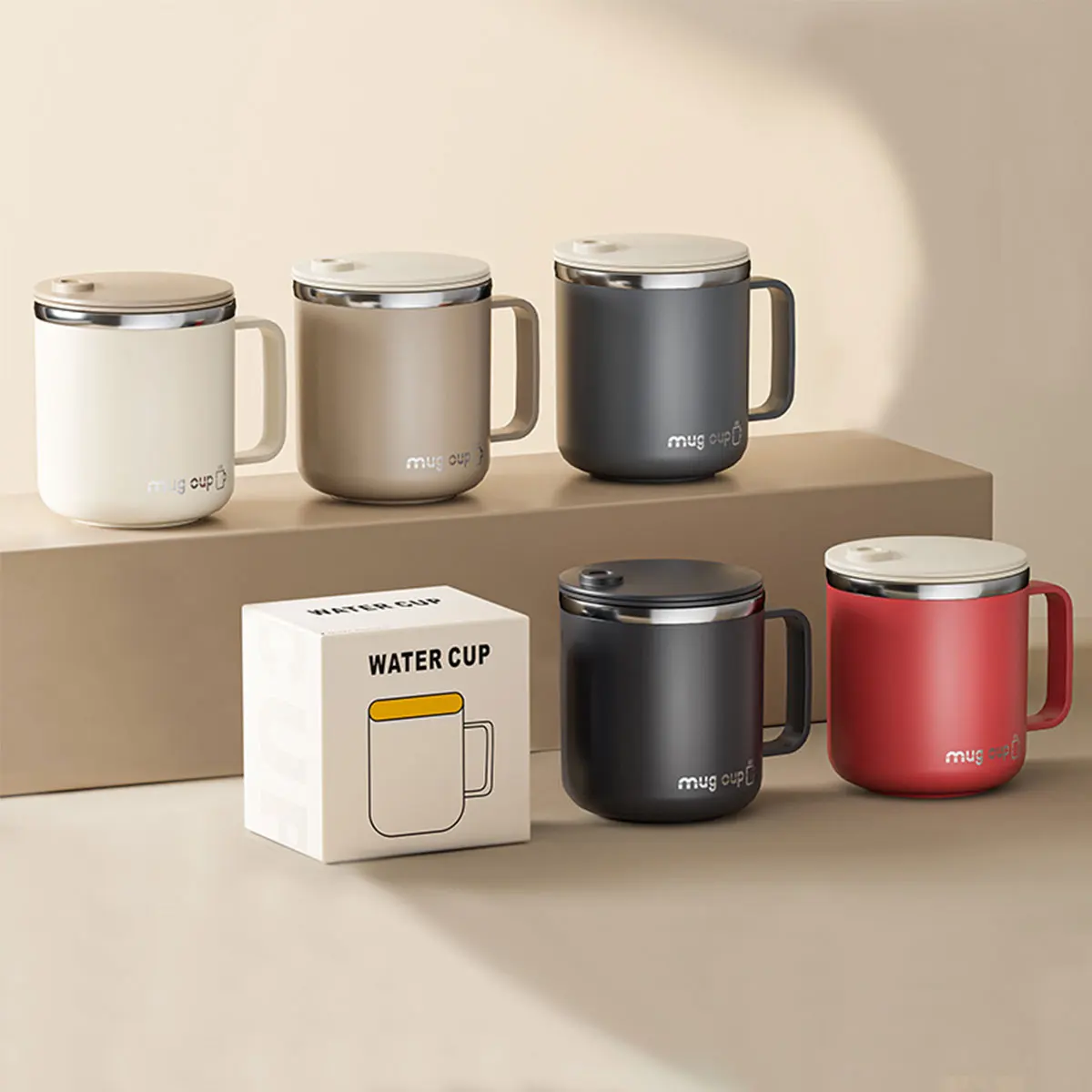 WORTHBUY Taza de café con aislamiento de doble pared, taza portátil de acero inoxidable 304, taza de café de leche a prueba de fugas con asa y tapa