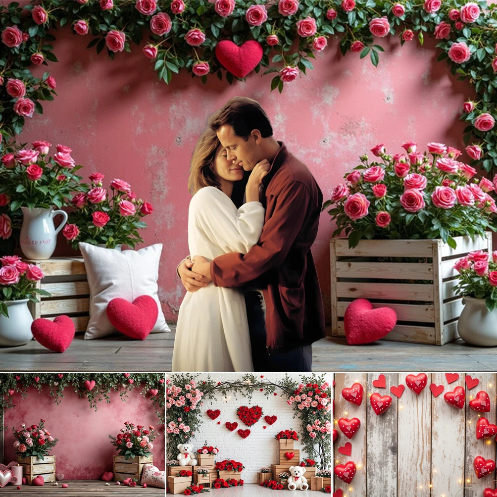 

MOON.QG Backdrop Wooden Heart Valentine's Day Candy Shop Background Women Birthday Poster Photo Studio Girl Portrait Wallpaper