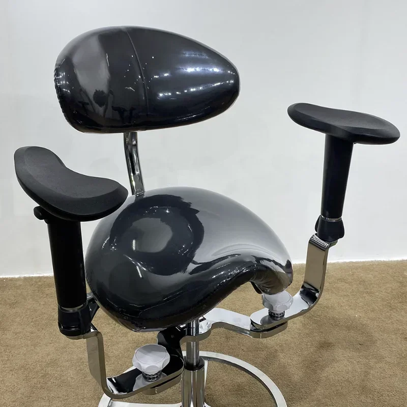 Dental Equipment Ergonomic saddle chair with adjustable double armrest leg rest mute wheel back for hospital and clinic