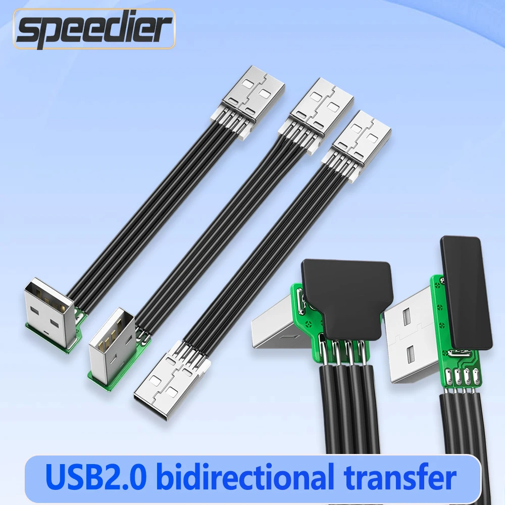 

USB 2.0 Male To Male Data Cable Bidirectional Transfer for Laptop Pc Car MP3 Player Smart TV 90 Degree Up Down Left Right