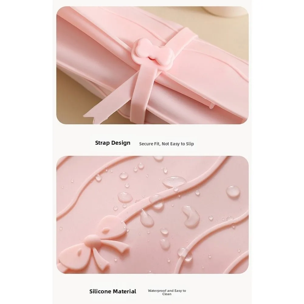 2 in 1 Hair Curler Storage Bag Silicone Portable Heat Resistant Mat Waterproof Dustproof Curling Iron Carrying Case