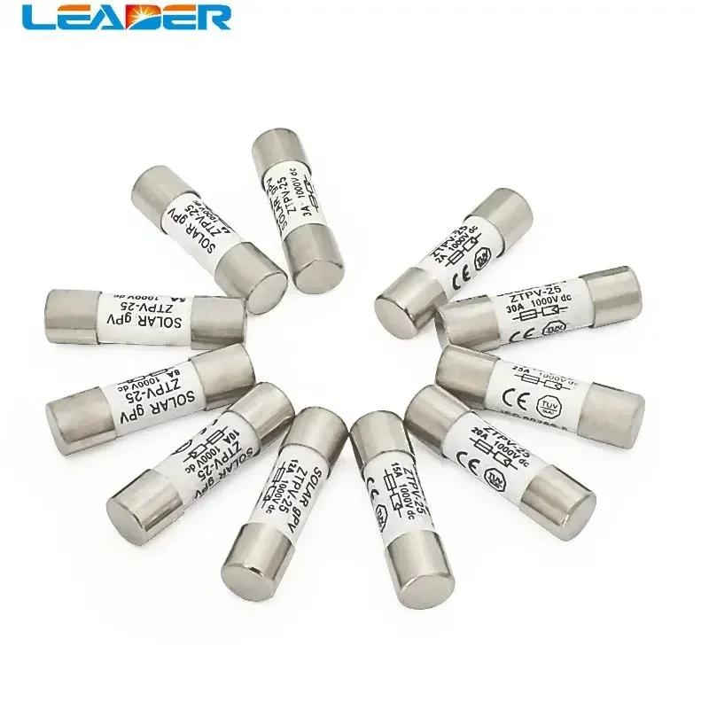 LEADER SOLAR 1000V 10*38MM 1A 2A 8A 10A 12A 15A 20A 25A 30A DC PV Solar Fuse Metal Alloys for Solar Power System Protection