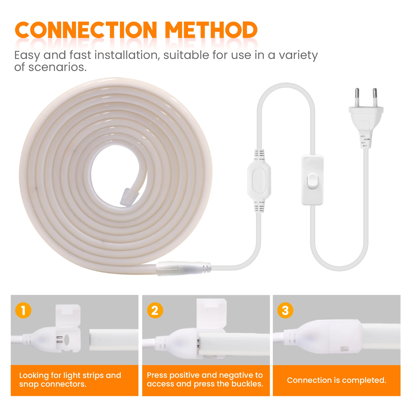 220V COB LED Strip Neon Light High Bright 288leds/M CRI RA90 Waterproof Ribbon LED Tape with Switch for Outdoor Kitchen Lighting