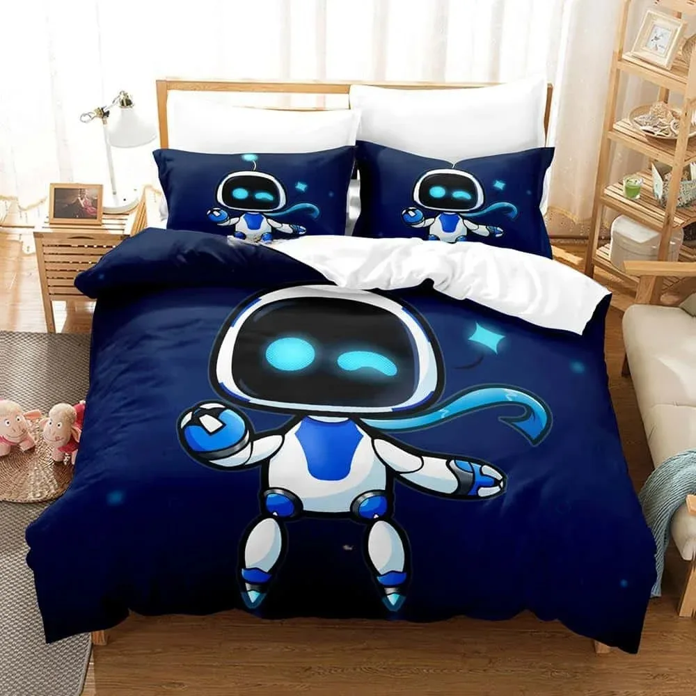 Children's Bed Linen,Astro Bot Bedding Set with Pillowcase,Astro Bot Bed Linen,3D Anime Cartoon Print Children's Bedding Set