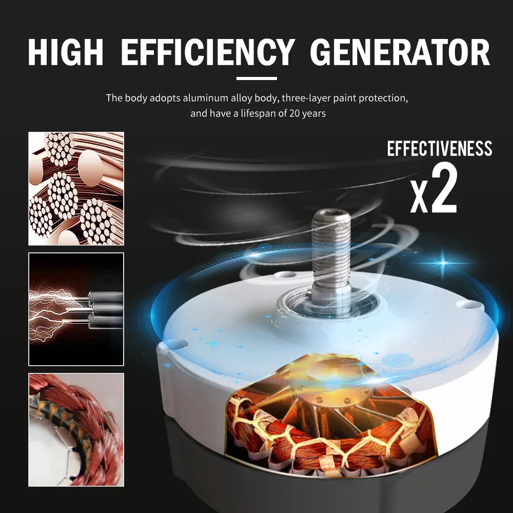 Imagem -02 - Gerador Alternativo de Turbina Eólica Lâminas Moinho de Vento de Energia Livre Controlador Mppt para Casa Fases 5000w 5kw 12v 24v