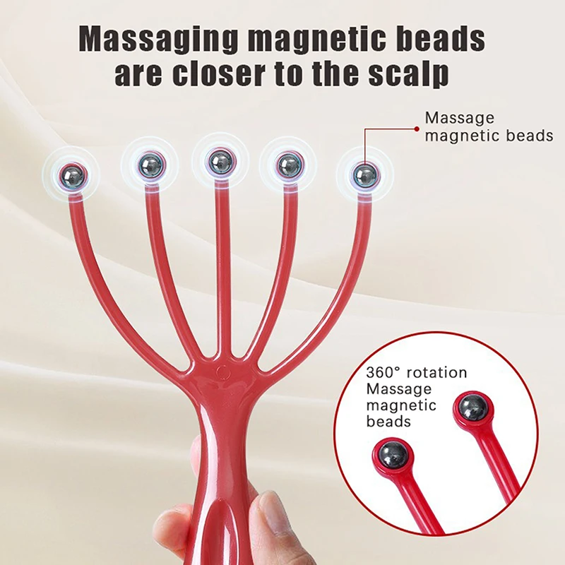 Head Massager Scalp Neck Comb Roller Five Finger 9 Claws Steel Ball Hand Held Relax Spa Hair Care For Hair Stress Relief