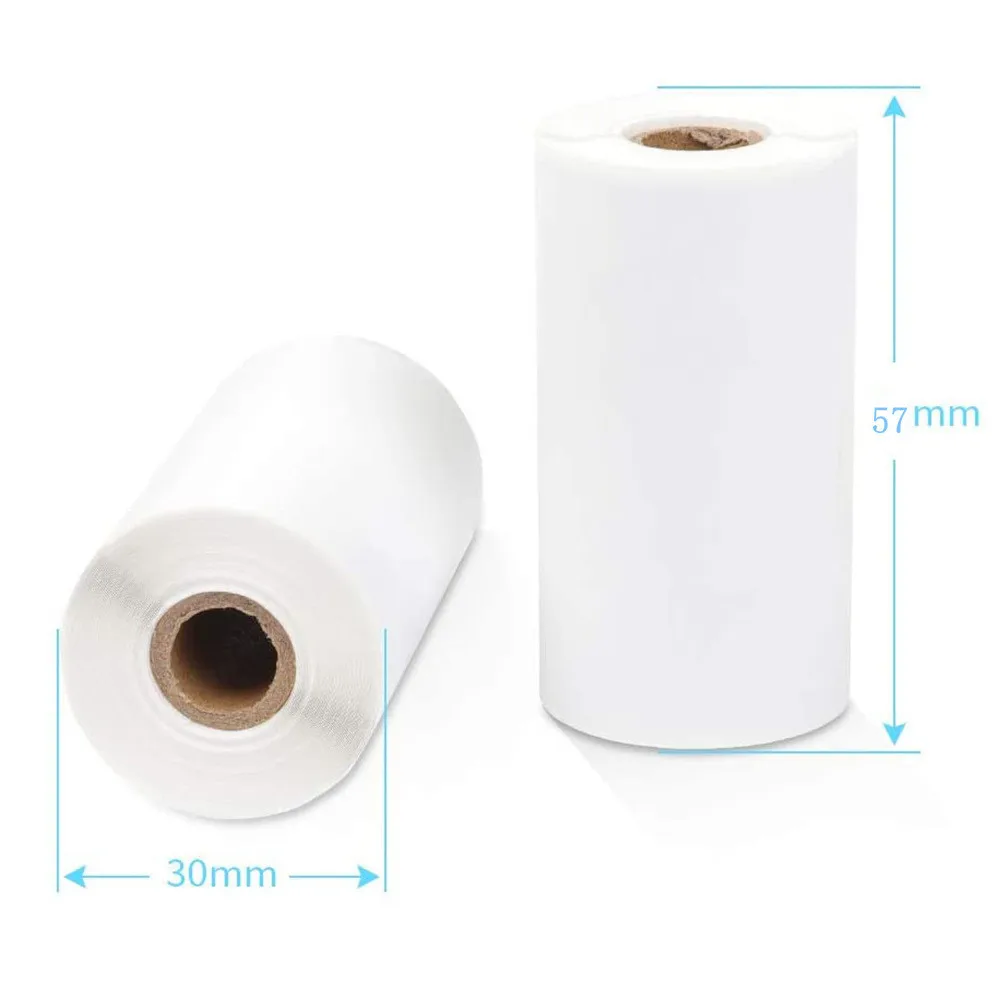 3 Rolls Thermal Paper Sticky Blue on White 57mm for Journal Photo Texts Study Notes Helloween Christmas Memo List Printing