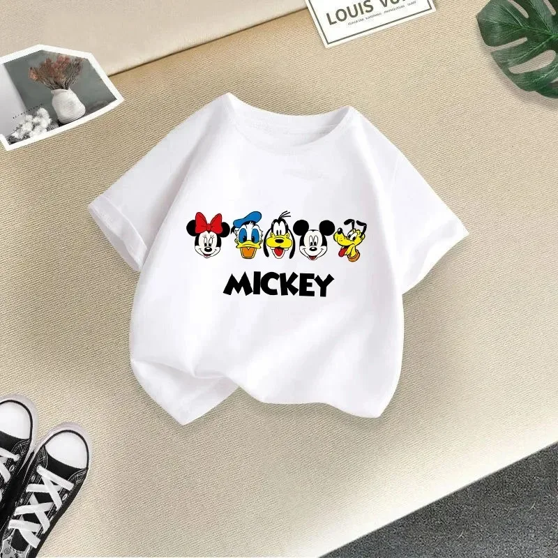 Summer Kids Cartoon Spring Cotton T-shirt 2023 Boy Girl Baby Print Minnie Donald Duck Mickey Mouse Cute Clothes T-shirt