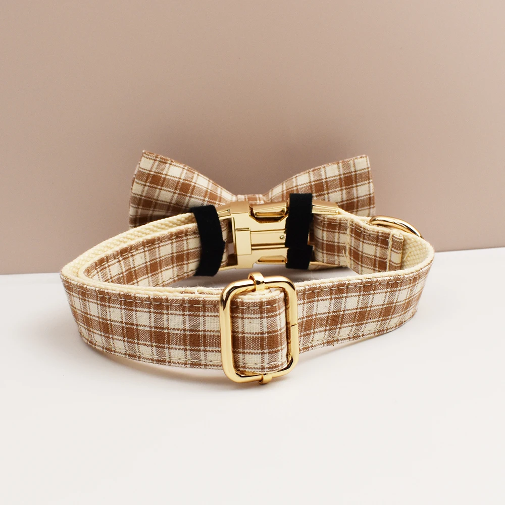 Kariertes Muster, weiches Hundehalsband, Leine, Gravur auf Halsband und Geschirr, graviertes Namensschild, Haustierbedarf, Hundeleine, Rastermuster, 25 – Detail 4
