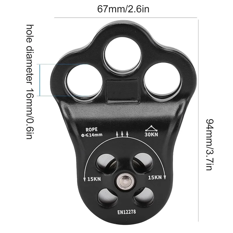 -A89Z 30KN шкив для скалолазания, сцепка с тремя отверстиями, вспомогательный шкив для скалолазания, двойной подшипник для скалолазания, Zipline Sports