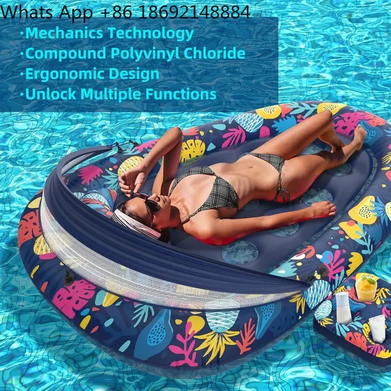 Inflatable Floating Pool Cave for 3-in-1 Sunshade Pool Party Vacation with Removable Sunshade