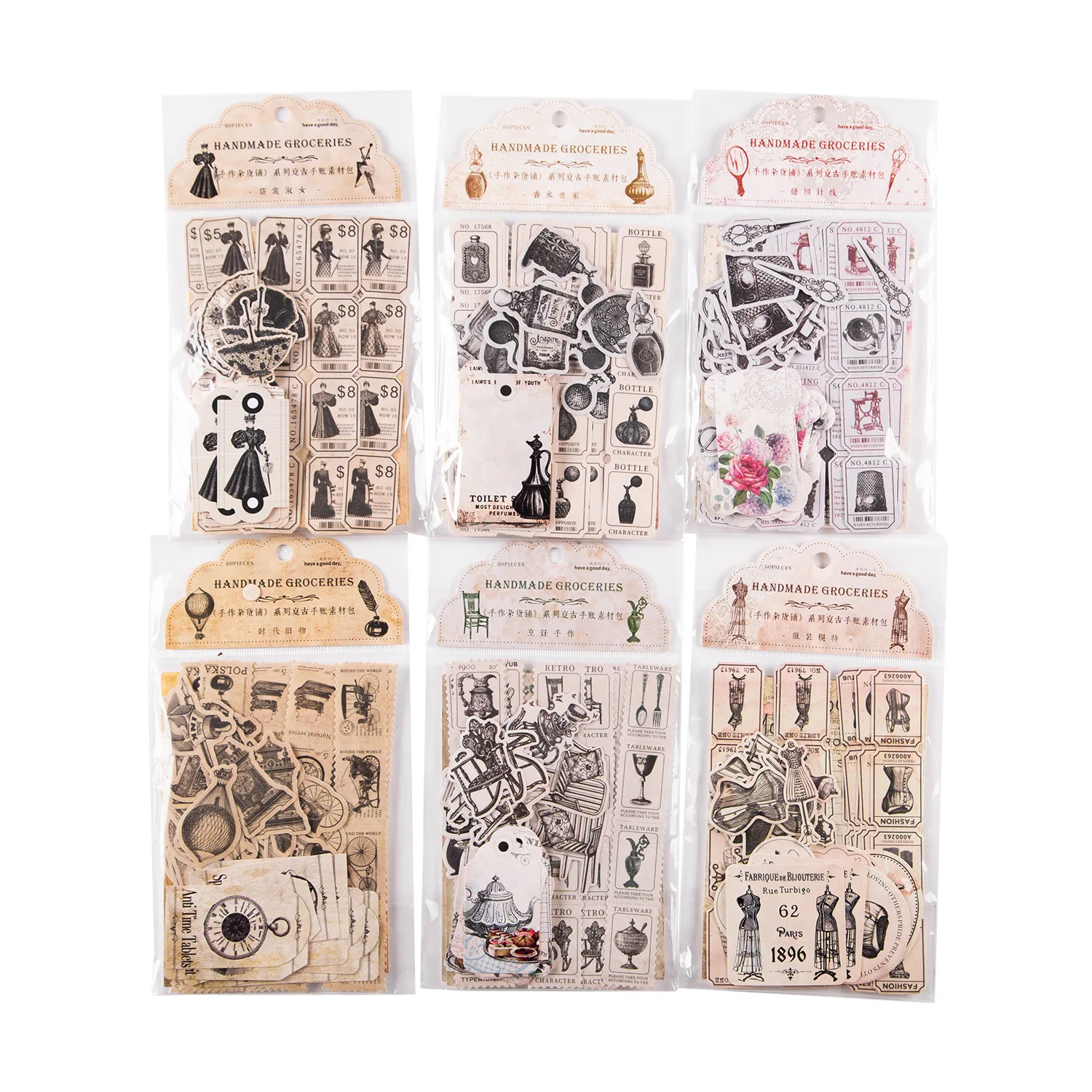 60pcs/lot Memo Pads Material Paper Vintage Antique Figures Junk Journal Scrapbooking Cards Retro Background Decoration Paper