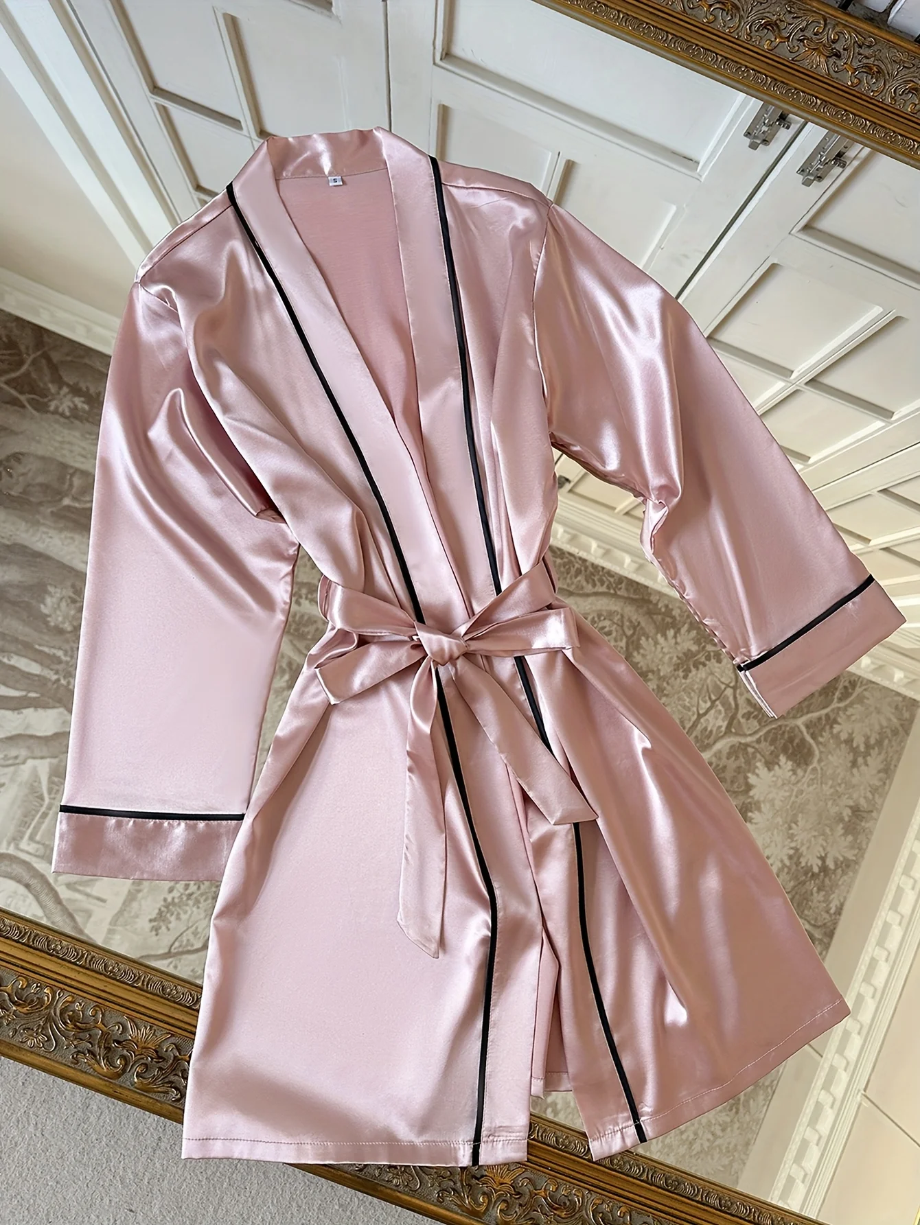 New Pink Women's Nightgown Simple Fashion Belted Pajamas Breathable Comfortable Bathrobe Home Clothes for All Occasions