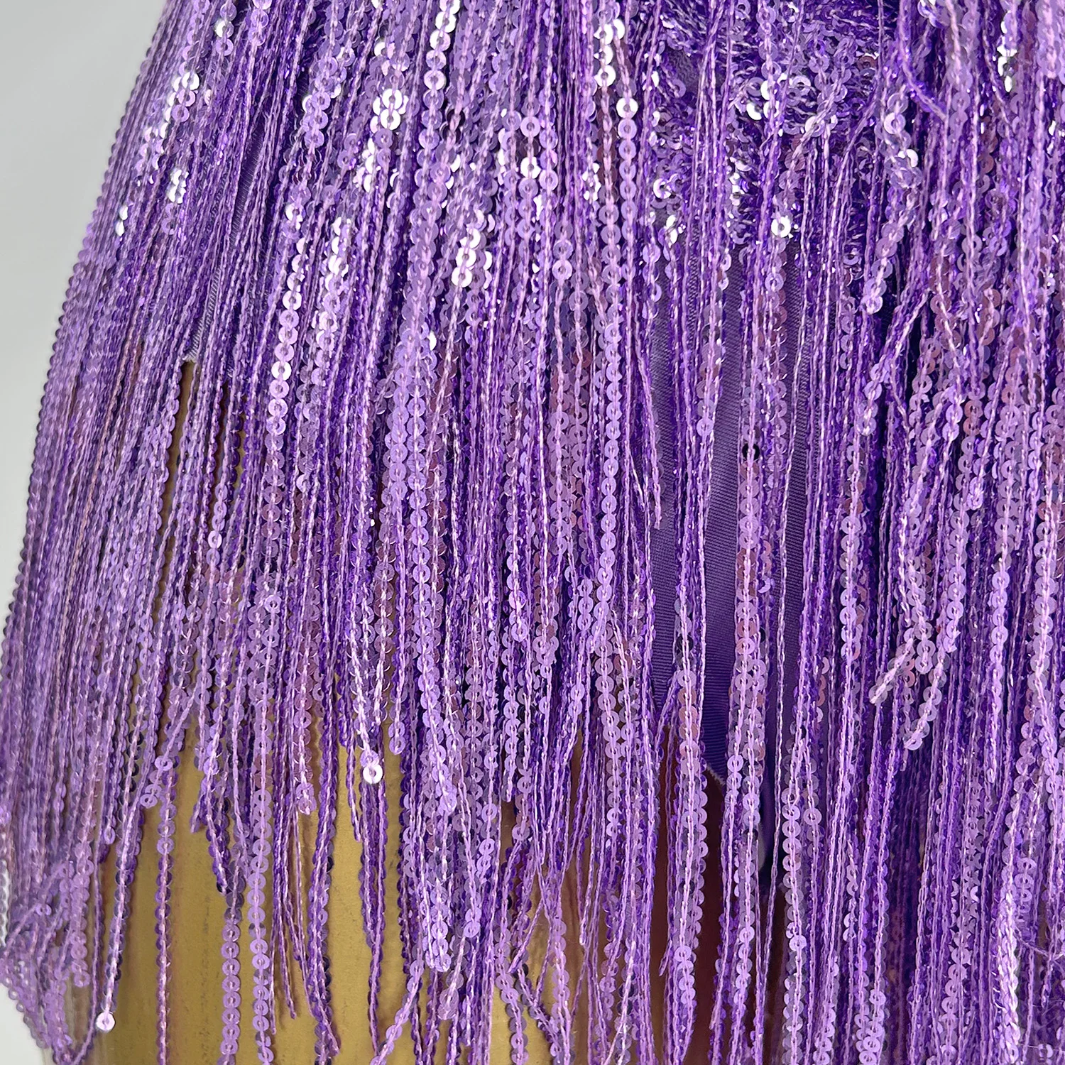 Shuye Purple Fringed Latin Dance Talent Performance Suit Female Group Backing Dance Leotard Nightclub Performance Jumpsuit