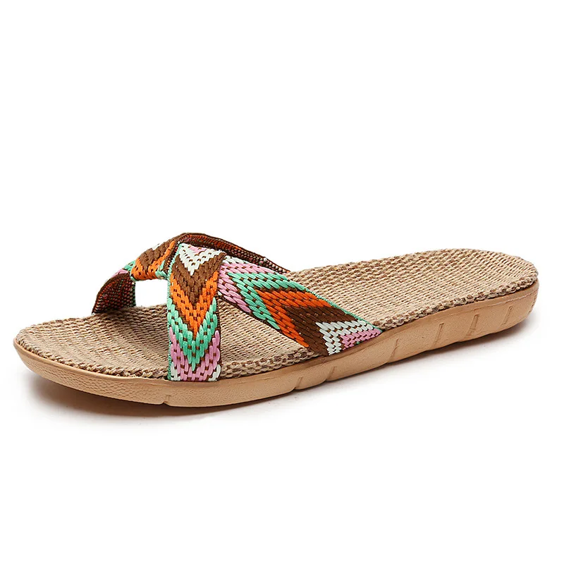 2023 New Linen Slippers Ladies Summer Home Indoor Office Non-Slip Bottom Men And Women Couple Handmade Sandals And Slippers