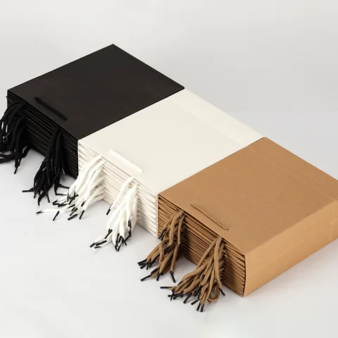 10 Sacolas de Papel Personalizadas para Presente, Sacola de Loja de Roupas com Logotipo Impresso, Sacola de Compras de Papel Kraft de Alta Qualidade, Embalagem Grande e Reforçada