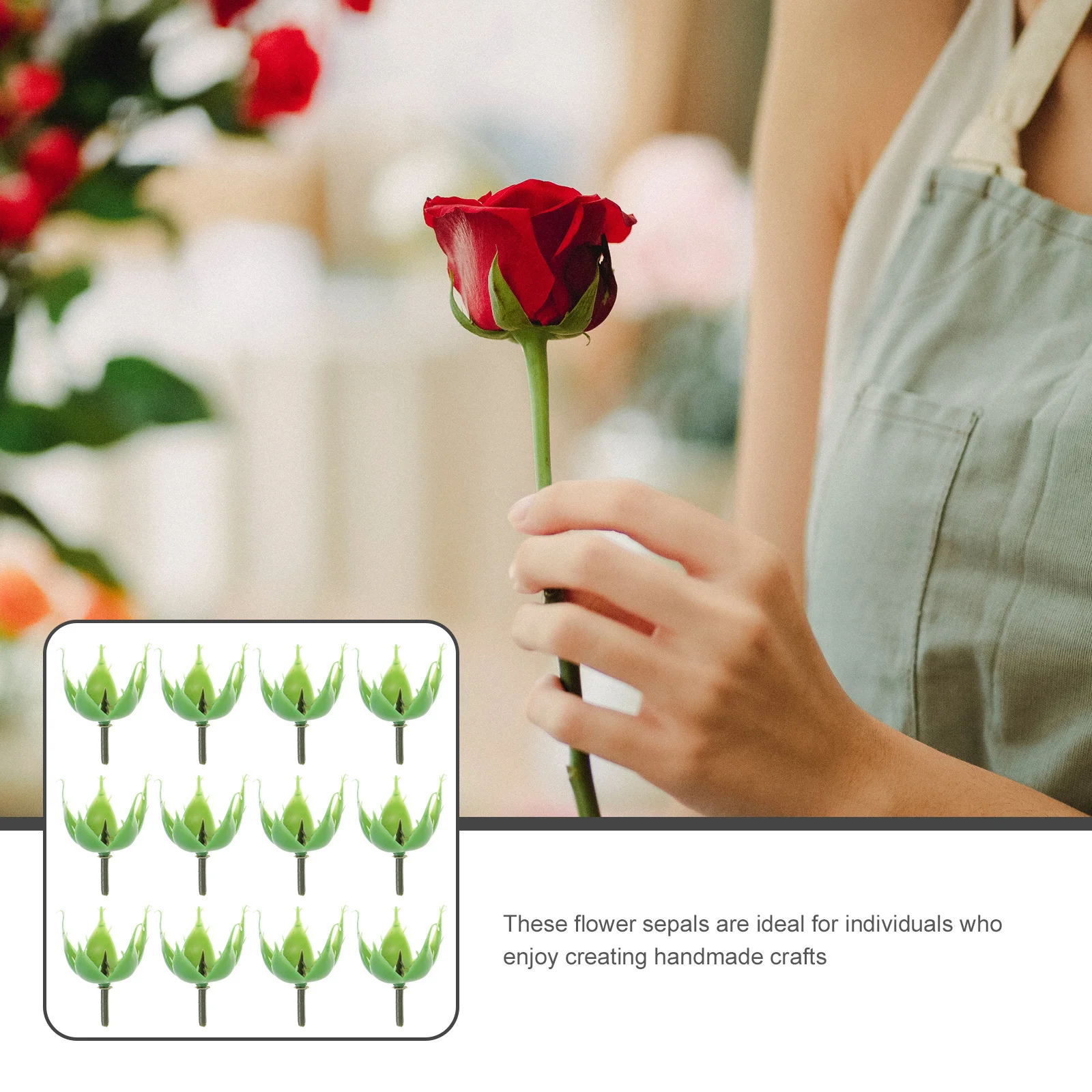 

100Pcs Fake Flower Calyxes for Soap Flowers DIY Supplies Plastic Calyxes Receptacles for Craft Rose Decoration