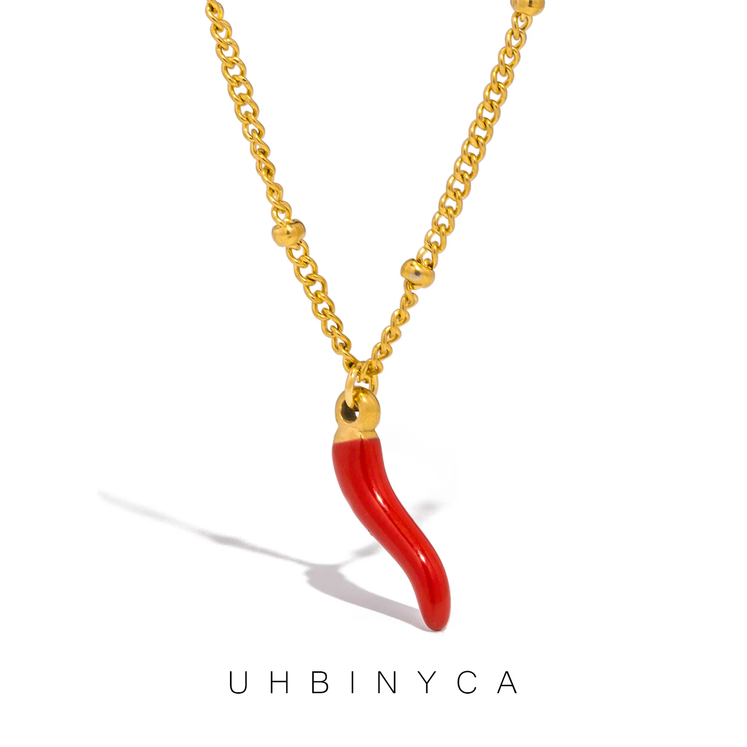 UHBINYCA-collar con colgante de Chili rojo para mujer, acero inoxidable, resistente al agua y al óxido, accesorios diarios, joyería