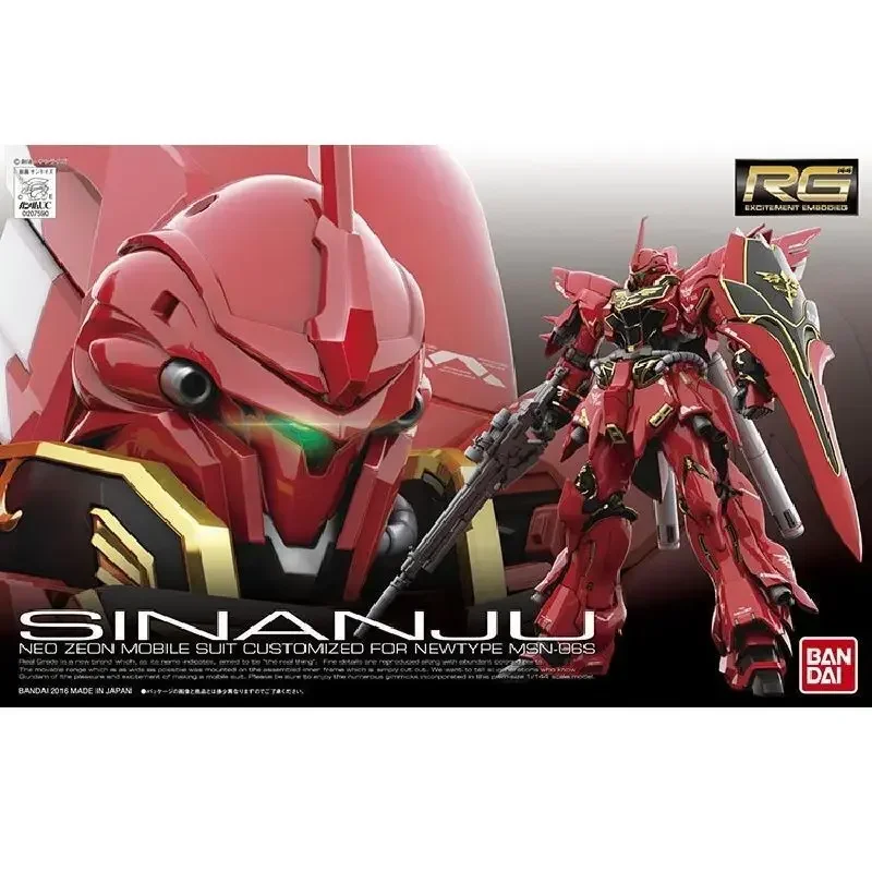 Bandai Gundam Model Kit Anime Figure RG 22 1/144 MSN-06S Sinanju Gundam Genuine Gunpla Anime Action Figure Toys for Children