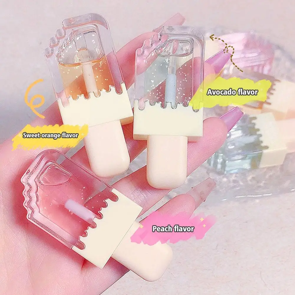 Lovely Popsicle Lipgloss Colorless Glitter Lipgloss Lip Oil Crystal Jelly Lipstick Glass Glaze Lipgloss Moisturizing Makeup H2c7