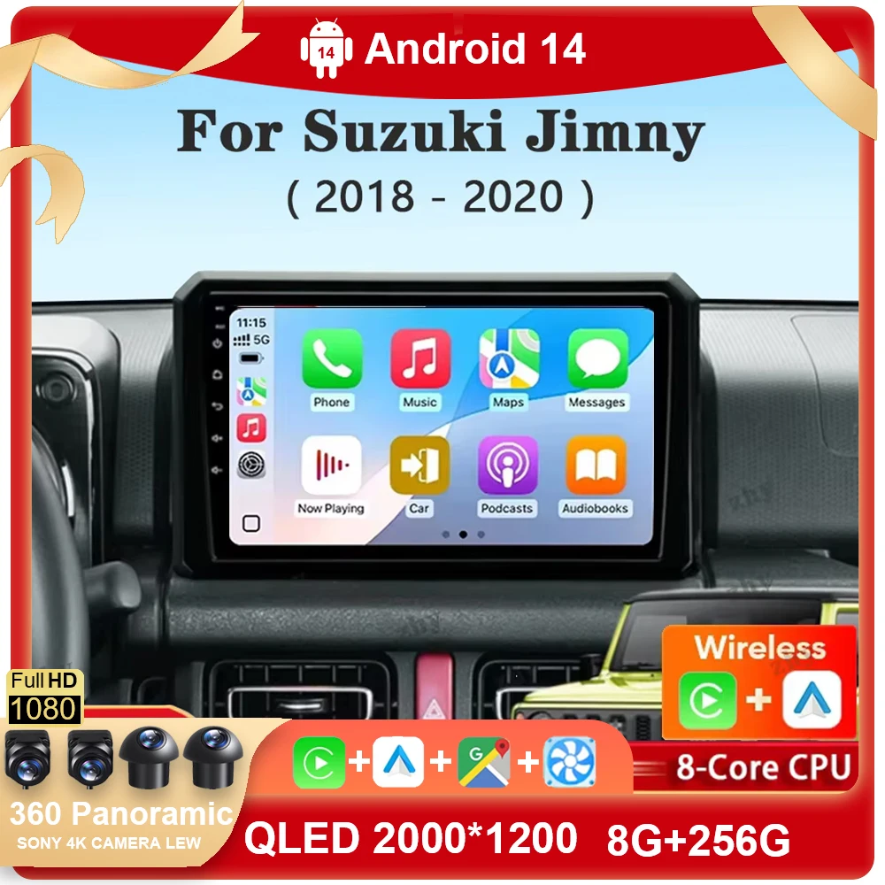 

Android 14 Carplay Car Radio wifi+4G For Suzuki Jimny 2018 2019 2020 Navigation GPS Multimedia Player stereo BT DSP Auto 2 DIN