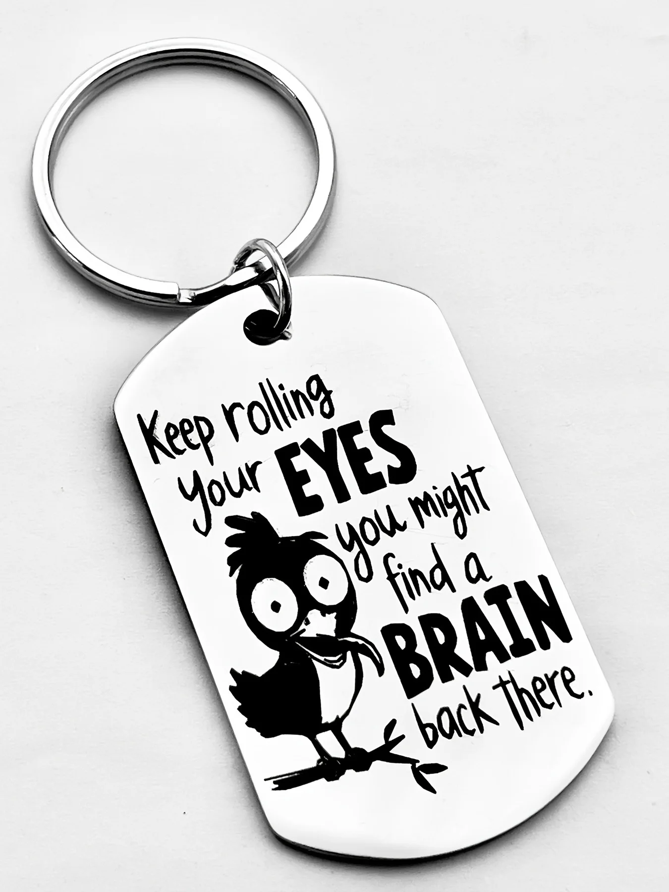 Humorous Animal Quotes, Stylish Stainless Steel Keychain