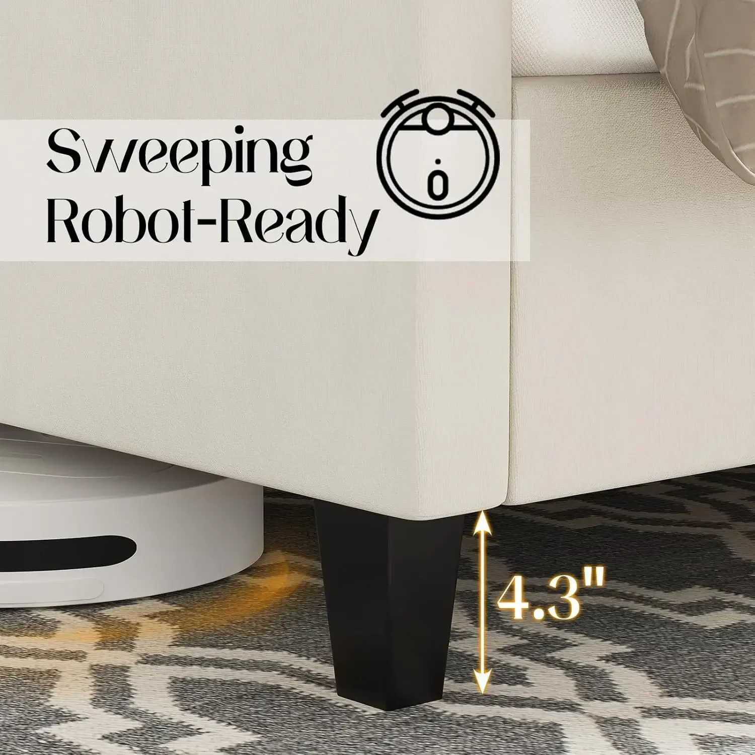 Queen Upholstered Bed Frame with Tall Headboard Wingback Platform Bed Tufted Deep Button Velvet