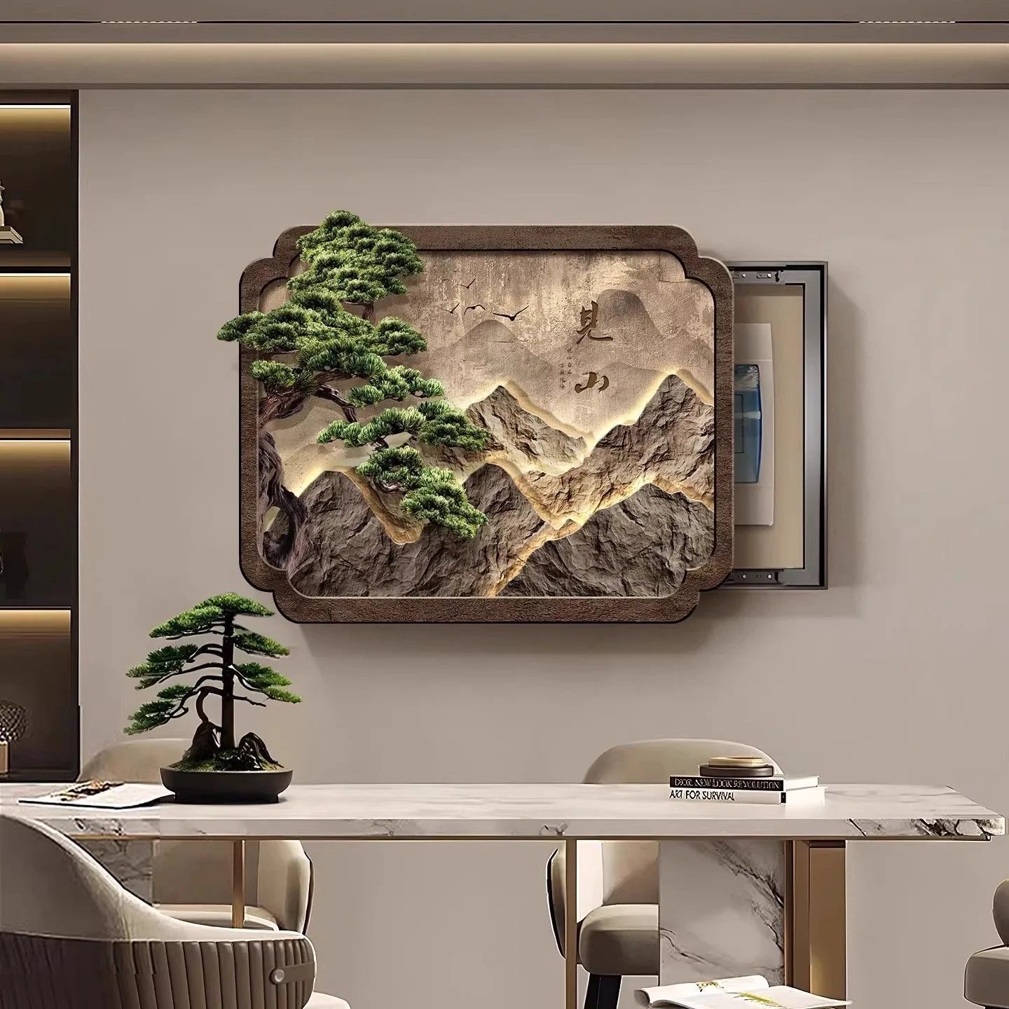 New Chinese style electric meter box decoration painting high-end electric switch box main switch cover, hanging painting