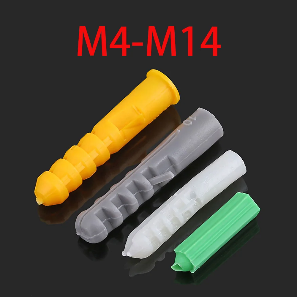 リブ付きプラスチック拡張パイプ,壁アンカープラグ,ゴムプラグ,m4,m5,m6,m8,m10,m12,m14