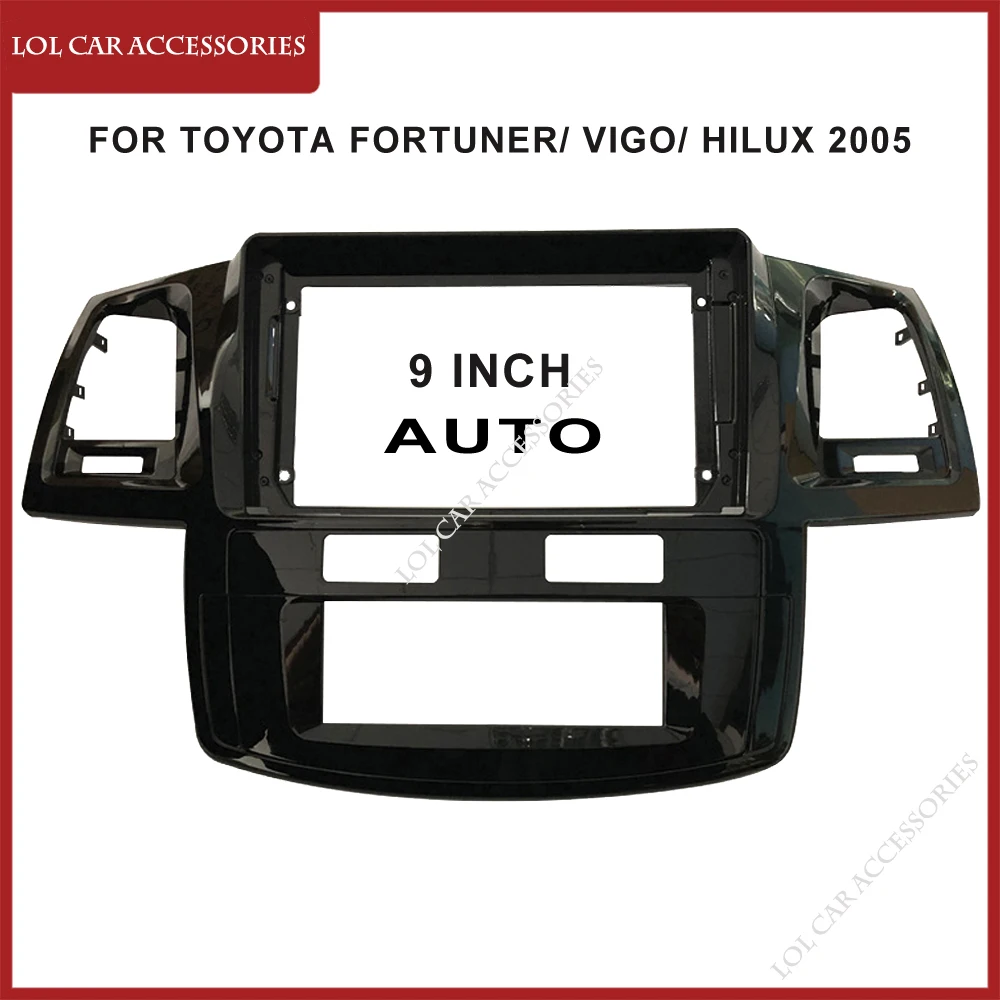 9 pouces Autoradio Fascia Pour Toyota Fortuner Hilux Vigo 2009-2015 2005 Android MP5 Lecteur Boîtier Cadre Unité de Tête Stéréo Couverture