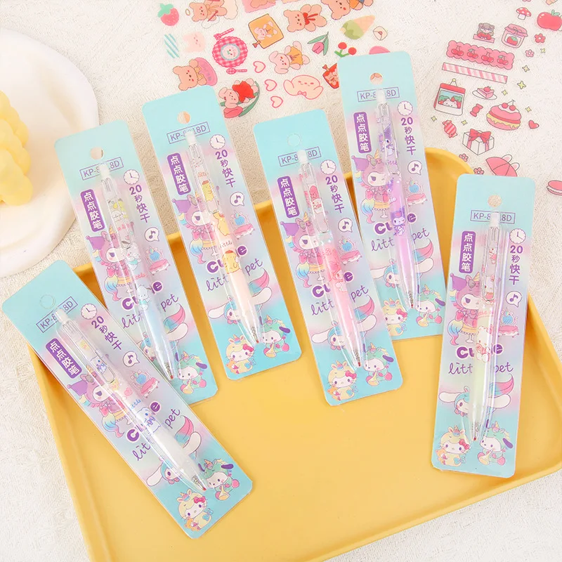 Imagem -02 - Sanrio Desenhos Animados Caneta Dispensadora para Estudantes Secagem Rápida Cola Imprensa Escrita Papelaria Faça Você Mesmo Artesanal 20s Atacado 12 Pcs 24 Pcs