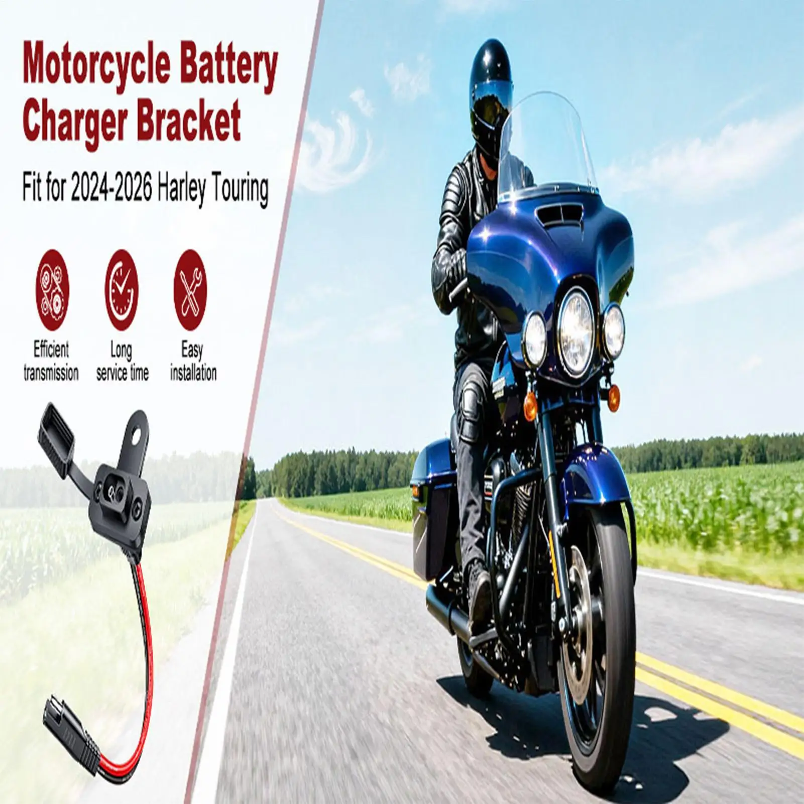 Motorcycle Battery Charger Bracket Copper Wire Waterproof With Screws Motorcycle Battery Charger Cord For Generator Boat Truck