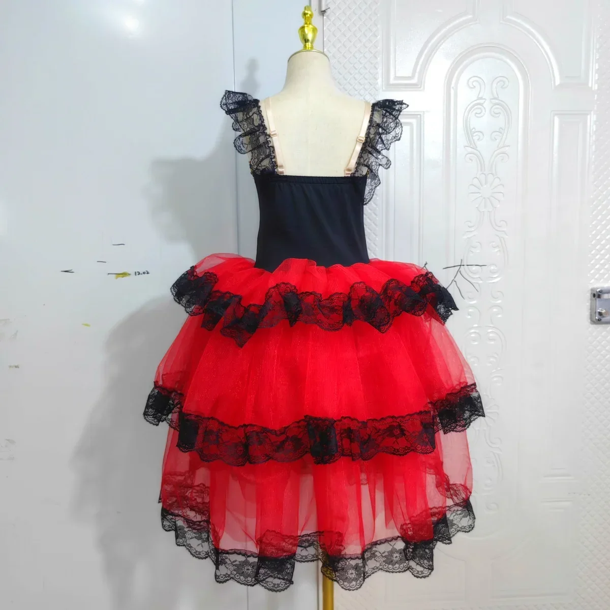 Professional Ballet Romantic Tutu Long Skirt Black Red Spain Dress Adult Children's Ballet Performance Dress