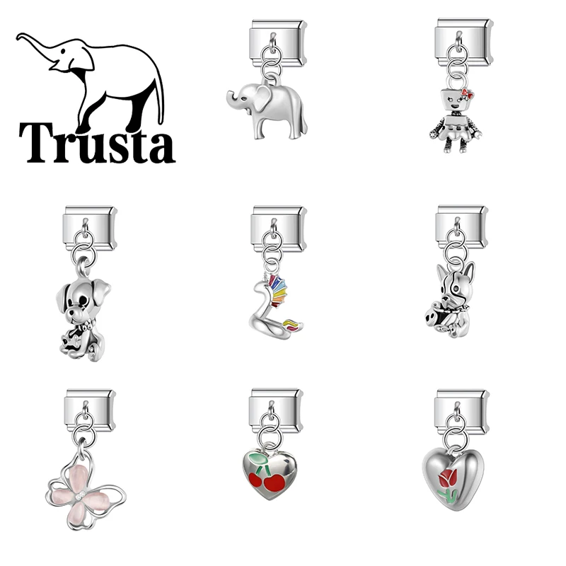 Trusta Dog Animal Love Series Italian charm bracelet charms 1pc Removable Necklace Accessories DIY Making Gifts Wholesale N769