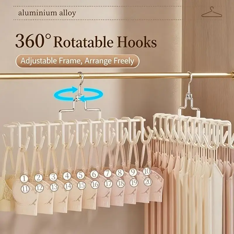 Space Saving Multi Hook Hanger 360 Degree Rotating Hook For Bras Camisoles Tank Tops In Wardrobe