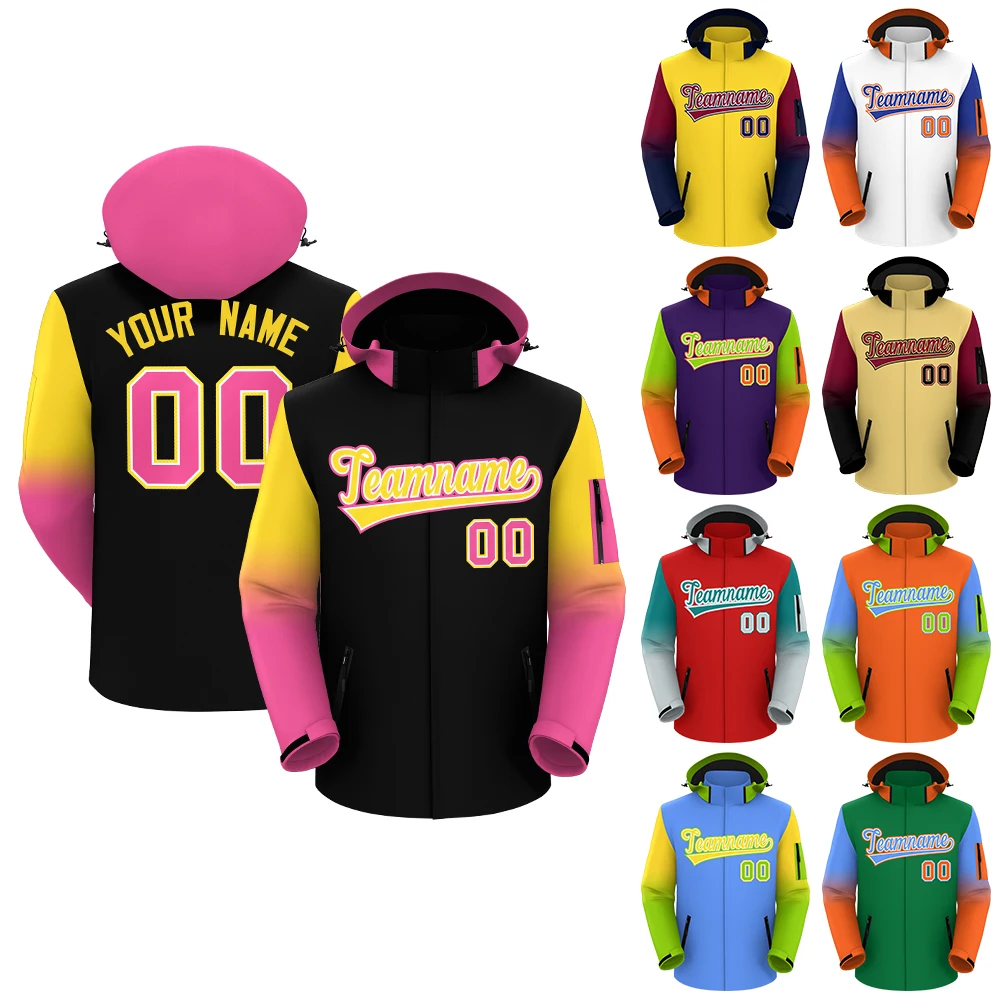 

High Quality Custom Softshell Jacket for Men Waterproof Canvas Stand Contrast Gradient Sleeves Plus Size Direct Factory Supply