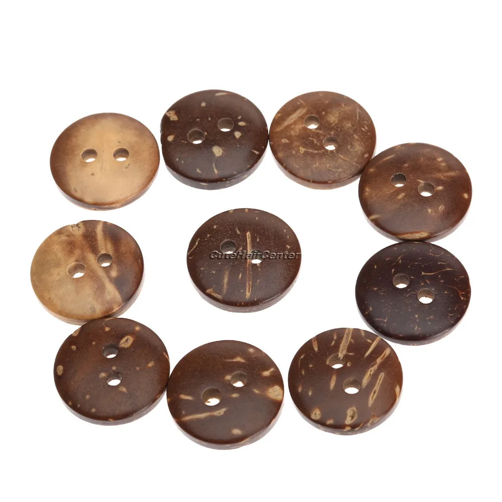 100Pcs Coconut Shell Buttons 2 Holes Sewing Scrapbooking Knopf Buton 15mm/20mm Vintage Decor Clothing Supply Natural Pattern