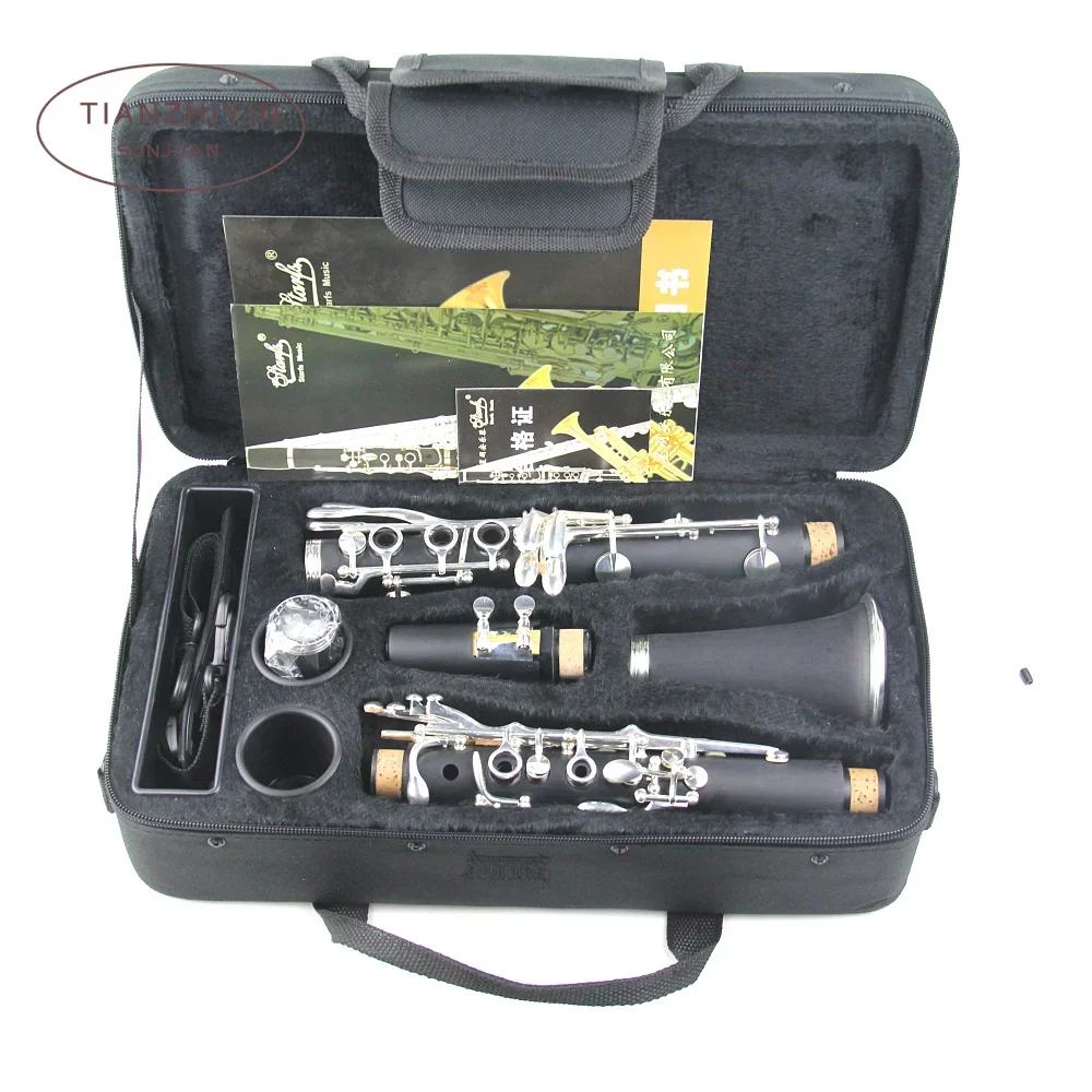 

ABS 17-Key Clarinet Bb Flat with Carry Case, Gloves, Cleaning Cloth, Mini Screwdriver Reed Case, Reeds Woodwind Instrument