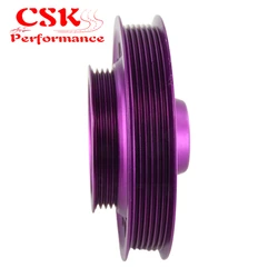 High Performance Racing Light-Weight Aluminum Crankshaft Pulley Fits For 93-01 Honda Prelude H22 VTEC Purple/Gray