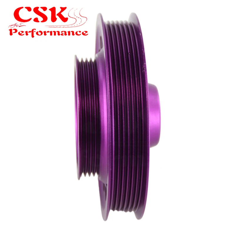 High Performance Racing Light-Weight Aluminum Crankshaft Pulley Fits For 93-01 Honda Prelude H22 VTEC Purple/Gray