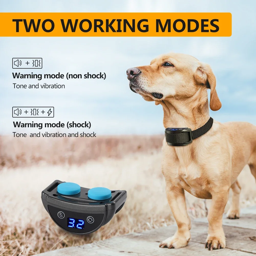 Anti-bark Collar for Dogs Anti Bark Dog Training Electric Shock Shocker Taser Stopper Rechargeable Vibrator Vibration Waterproof