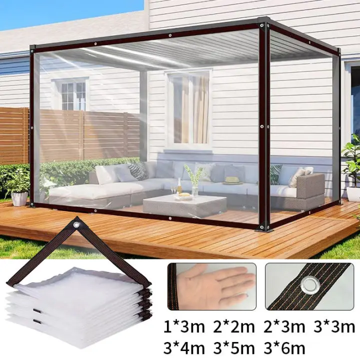Transparente Outdoor-Plane, 0,18 mm PE, regenfest, für Gartenpflanzen, Pavillon, Pergola, Überdachung, Hund, Haustier, Fenster, winddichte Markise – Detail 8